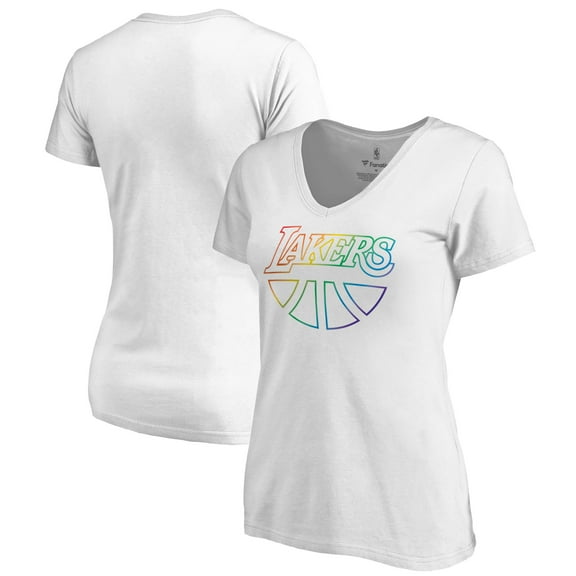 Women's White Los Angeles Lakers Team Pride Wordmark V-Neck T-Shirt