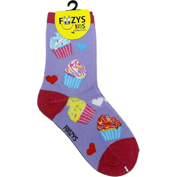 Foozys Kids Girl’s Cupcakes Socks - Colorful Fun Crazy Cute Crew Socks