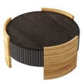 thumbnail image 5 of Modern Round Coffee Table with Flip-Top Storage - Dark Brown & Natural Wood Finish, 5 of 9