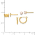 thumbnail image 2 of 14k Gold Butterfly Angel Wings Fw Cultured Pearl and Hoop 3 Pair Earrings Set 8.5x7mm Wide 1.3mm Thic Hoop Earring for W, 2 of 2
