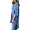 thumbnail image 6 of PRETTYGARDEN Women's 2 Piece Outfits Casual Short Sleeve Pullover Tops and Wide Leg Pants Lounge Sets Tracksuits, 6 of 7