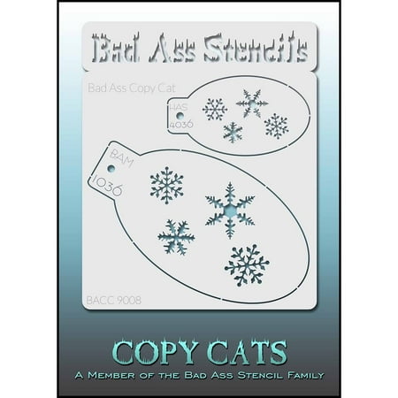 Bad Ass Copy Cat Stencil - Snowflakes 9008, Thin, Flexible, High Grade Mylar, Reusable Face Painting Stencil, Great for Airbrush, Brush, Sponge Application