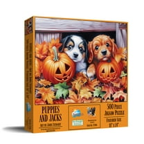 SUNSOUT INC - Puppies and Jacks - 500 piece Jigsaw Puzzle for Adults by Artist: John Stewart - Finished Size 18" x 24" - MPN# 77206