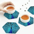 thumbnail image 7 of Disketp Beautiful Blue Peacock Funny Coasters,6 Pcs Leather Coasters with Holder, Perfect Housewarming Hostess Gifts,Protect Furniture from Water Marks Scratch and Damage, 7 of 7
