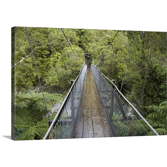 Great BIG Canvas | "Footbridge, Hokitika River, Hokitika Gorge, West Coast, South Island, New Zealand" Canvas Wall Art - 36x24