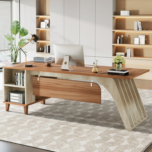 Tribesigns L-Shaped Executive Office Desk, 78.74" Large Computer Desk with Drawer and Lateral File Cabinet