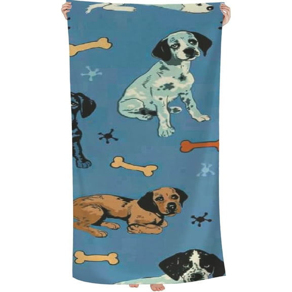 PHYHOO Many Breeds Dogs Beach Towel Oversized Microfiber Sand Free Beach Towel Quick Dry, Dogs Printed Lightweight Pool Towels for Adults Travel Towel for Gym Yoga Camp Swim 30x60in