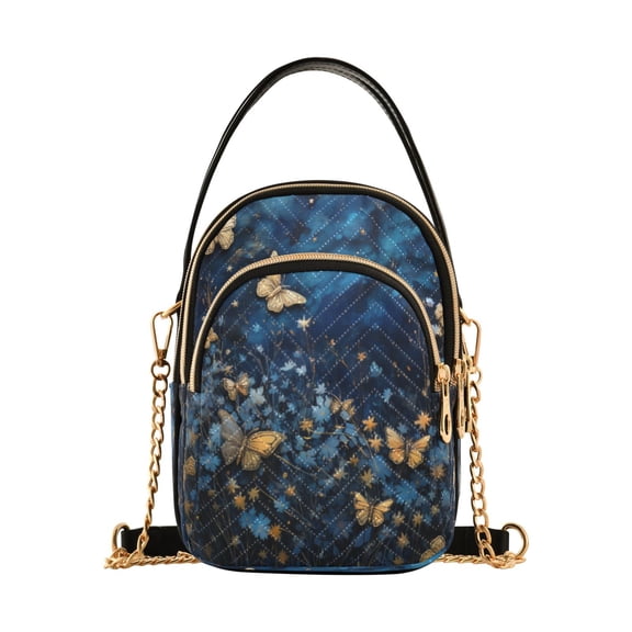 ALAZA Chain Crossbody Bags for Women Butterfly and Wild Flower Shoulder Handbag Phone Purse