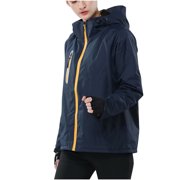 Xfvqtps Men and Women Snowboard Jacket Ski Coat Hooded Plush Lined Adjustable Drawstring Zippered Pockets Warm Waterproof Windproof Mountain Coat Navy