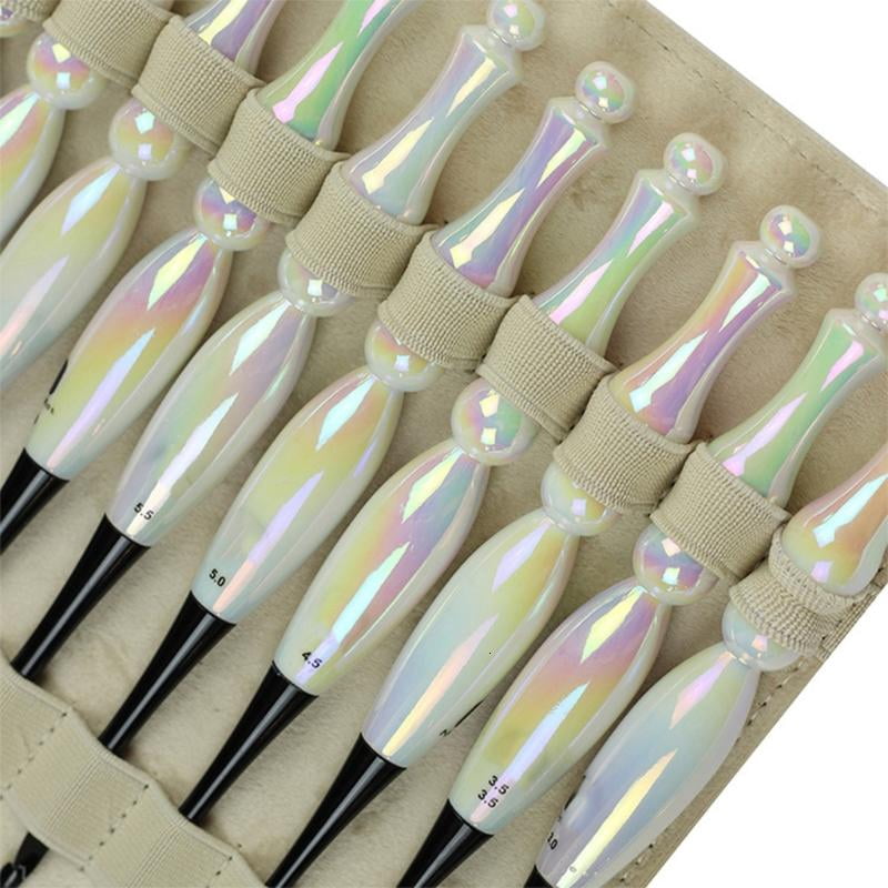 ANXPTIME 10Pcs Aluminium Crochet Hook with Ergonomic Acrylic Grip for Knitting Craft
