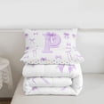 thumbnail image 5 of meiyoeat Princess Bowknot Monogram P Full Size Comforter Sets,Purple Watercolor Initial Letter Bedding Comforter Set For Girl,Reversible,3pcs,1 Comforter and 2 Pillowcases, 5 of 7
