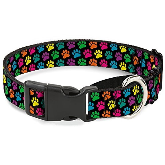 Buckle-Down Paw Print Black Multicolor Martingale Dog Collar