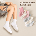 thumbnail image 4 of 12 Pairs Toddler Girls Ruffle Socks – Non-Slip Baby Grip Socks Soft Cotton Socks, Cute Grippy Frilly Socks for 1-3 Years, 4 of 6