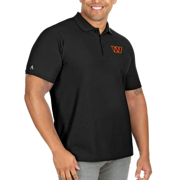 Men's Antigua Black Washington Commanders Big & Tall Legacy Pique Polo