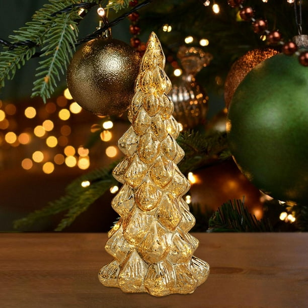 de Navidad de cristal con luz, de Navidad, adorno navideño de centro de mesa, figura, para estante, chimenea, oficina, decoración del Árbol grande
