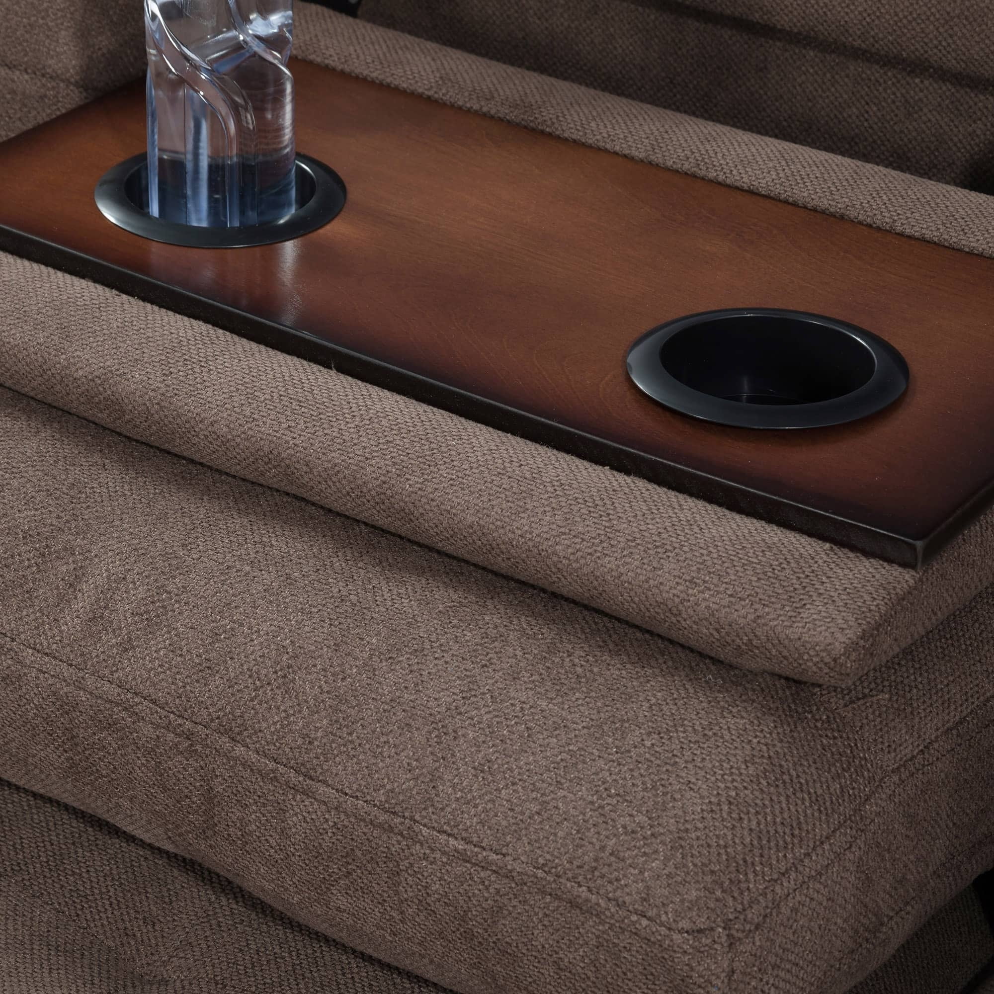 Aukfa 3 Piece Sectional Sofa, Living Room Couch with Storage Ottoman&Cup Holder, Linen, Right Hand, Brown