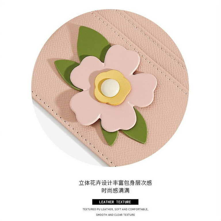 QWZNDZGR Three-Dimensional Flower Women Card Holder Brand Designer Women's Small  Wallet with Zipper Cute Coin Purse Credential Holder NEW 