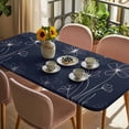 thumbnail image 3 of Navy Blue Table Cloths for 5 Foot Rectangle Tables, Spring Flora Patio Waterproof Elastic Fitted Tablecloths, Washable Rectangular Table Cover for Camping, 3 of 8