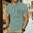 thumbnail image 2 of Polo T Shirts for Men Summer Thin Slim Fit Striped V Neck Beach Tops with Pocket Short Sleeve Stretchy Casual Lounge Mens T-Shirts Green M, 2 of 4
