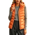 thumbnail image 2 of Bzdzmqm Womens Plus Size Hooded Zip Up Vest Warm Casual CoverUp Outwear Fall Winter Basic Jacket for Women Outdoor Daily Wear, Orange 2XL, 2 of 7