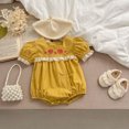 thumbnail image 4 of Ropa de verano para niñas, Body infantil bordado Floral, Top bonito de una pieza para bebés + Bloomer, traje de 2 uds para hermanas, 4 of 6