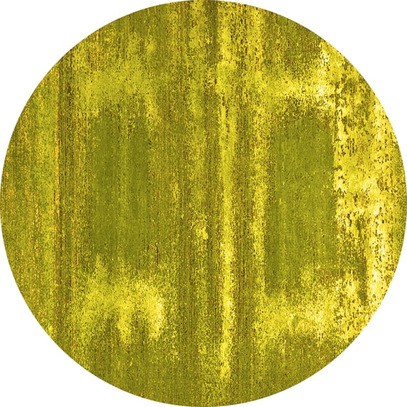 Ahgly Company Indoor Round Oriental Yellow Industrial Area Rugs, 8' Round
