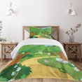 thumbnail image 3 of Ambesonne Forest Quilted Bedspread Set 2 Pcs, Pathway Flowers Trees, Twin Size, Multicolor, 3 of 6