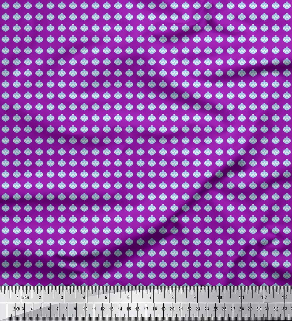 Soimoi Purple Heavy Satin Fabric Baubles Christmas Fabric Prints By Yard 54 Inch Wide