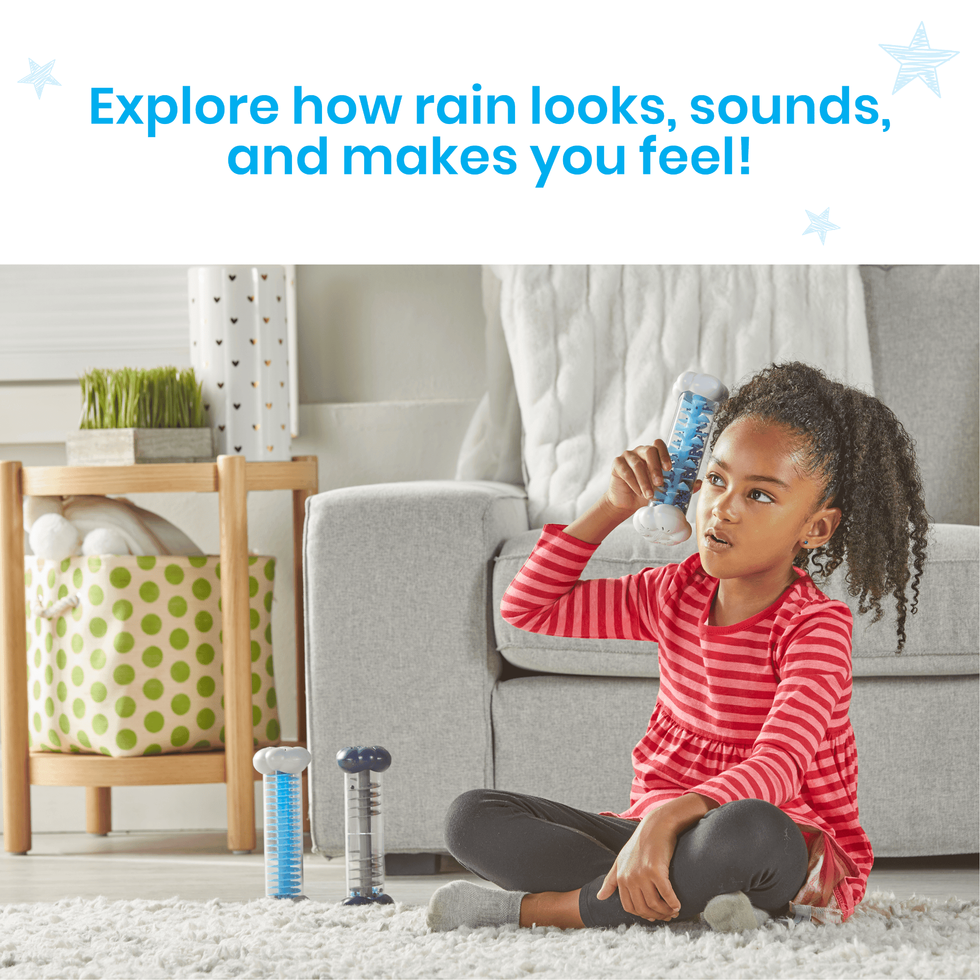 hand2mind Sounds of Rain Sensory Tubes, Calming Corner Items Kids, Fidget Toys for Kids