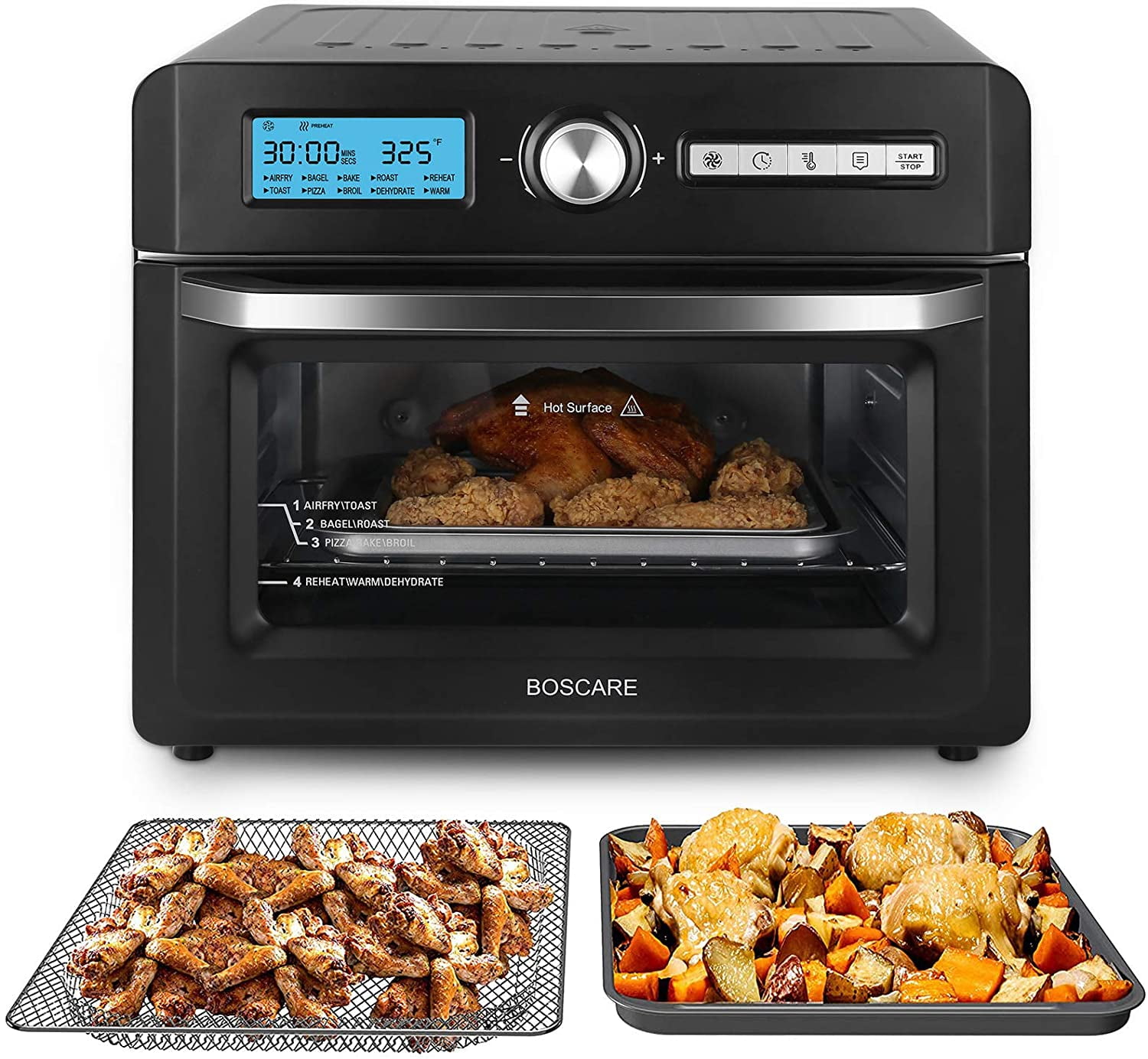 Air Fryer Toaster Oven 15.5 Quart，Aonbor Stainless Steel Convection Oven  with One-Touch Control, 10-In-1 Countertop Combo, Dehydrator, Toast, Pizza