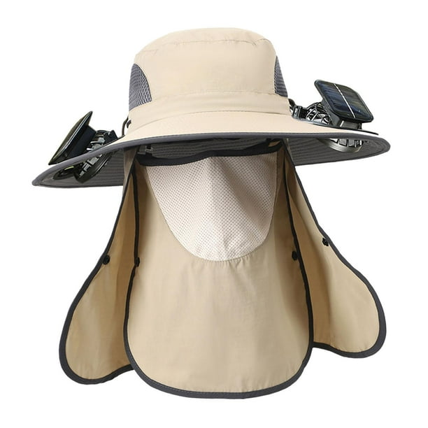 Sombrero de ventilador Jinwen para hombre y mujer con protección solar caqui