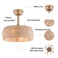 thumbnail image 6 of 17.7inch Rattan Ceiling Fan with Light, 18in Bamboo Fandelier 6-Speed Rattan Caged Ceiling Fan with Lights Remote Control, Wicker Ceiling Fan Boho Woven Caged Ceiling Fan Light, 6 of 11