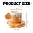 thumbnail image 2 of Creative Cute Biscuit Shaped Mug and Saucer Sets,Ceramic Coffee Mug For Office and Home, 7.4 oz/220 ML for Tea Latte Milk-brown-brown, 2 of 5