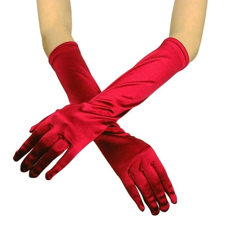 

IMSHIE Black Gloves Cosplay 2022 New Women Long Satin Finger Gloves Retro Bridal Dance Gloves Easy to Wear for Cocktail Parties Masquerades Homecoming Parties