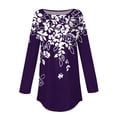 thumbnail image 4 of Tiqkatyck Womens Shirts Womens Blouses Dressy Tops Casual Fall Hippie Tshirts Shirts Long Sleeve Cute Tops Floral Tunics Tops Crew Neck Sweatshirts for Women Purple M, 4 of 8