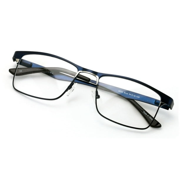 Men Rectangular Stainless Steel Glasses Frame W Anti Blue Ray Lens Computer Glasses Blocker