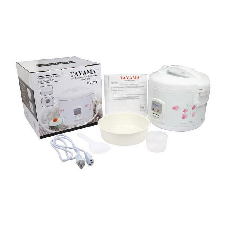 TAYAMA Automatic Rice Cooker & Food Steamer 8 Cup, White (TRC-08RS)