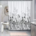 thumbnail image 4 of SHENDING Black and Grey Shower Curtain, Watercolor Floral Bathroom Curtain Black and White Shower Curtains 7272 inches, 4 of 7