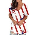 thumbnail image 2 of Hauts d'Été Grande Taille pour Femmes Chic Femmes T-Shirts à Col Rond Imprimés Manches Courtes T-Shirt Blouse Hauts Amples T-Shirt à Col en V Femmes en Liquidation, 2 of 5