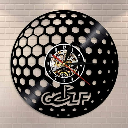 YanGxx Golf Ball Wall Clock Glof Club Vintage Wall Art Vinyl Record Wall Clock Golfing Sports Room Wall Decor Golfer Golf Gifts for Men
