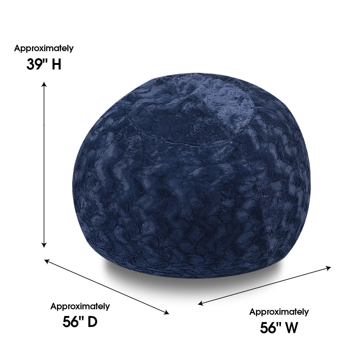 Yoneston 5ft Faux Fur Bean Bag Chair, Plush Bean Bag with Washable Cover & Dual Liners for Kids Adults Bedroom Living Room, Blue