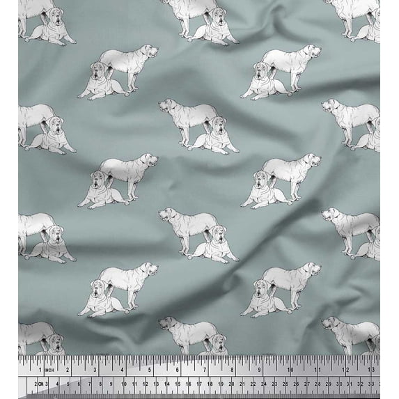 Soimoi Poly Georgette Fabric Bullmastiff Dog Print Sewing Fabric Yard 52 Inch Wide