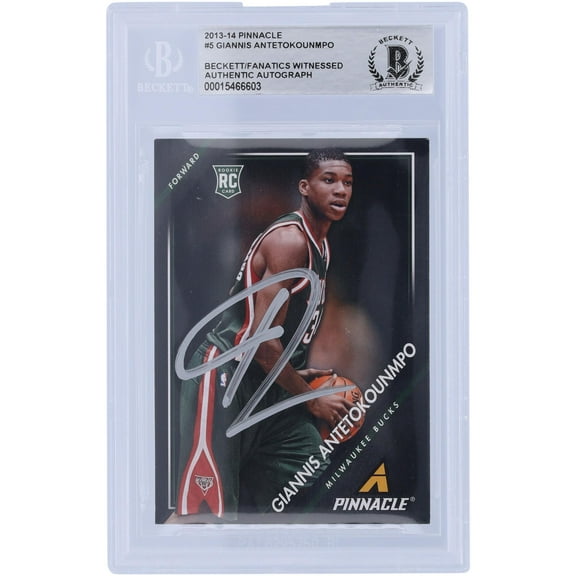 Giannis Antetokounmpo Milwaukee Bucks Autographed 2013-14 Panini Pinnacle #5 Beckett Fanatics Witnessed Authenticated Rookie Card - Fanatics Authentic Certified