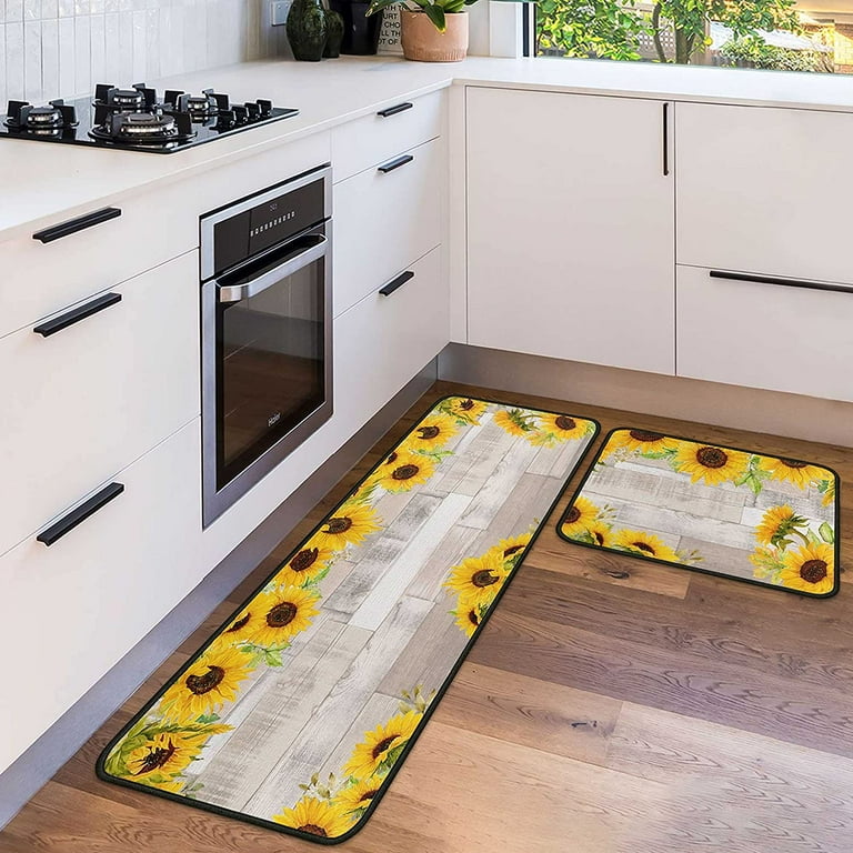 Bee 2 Pieces Kitchen Rugs Absorbent Microfiber Kitchen Mats Cushioned  Comfort Standing Mat for Floor Non Slip Kitchen Rugs and Mats Kitchen Mat  Set