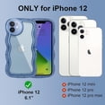 thumbnail image 2 of Compatible with iPhone 12 Case, Cute Curly Wave Frame Shape with Plating Edge, Camera Lens Cover & Soft TPU Silicone Heavy Duty Shockproof Protection Clear Phone case for iPhone 12, Blue, 2 of 14
