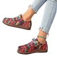 thumbnail image 6 of Women's Ethnic Print Canvas Sneakers, Lace Up Casual Walking Shoes, Women's Graffiti Canvas Fashion Sneaker | Comfortable Play Canva Shoes Retro Ethnic Style Low-Top Walking Slip On Shoes, Red 6.5, 6 of 7
