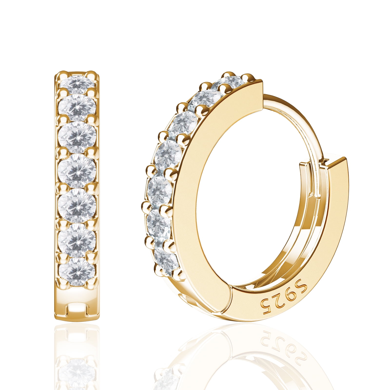 SWEETV 925 Sterling Silver Huggie Hoop Earrings for Women Girls Tiny