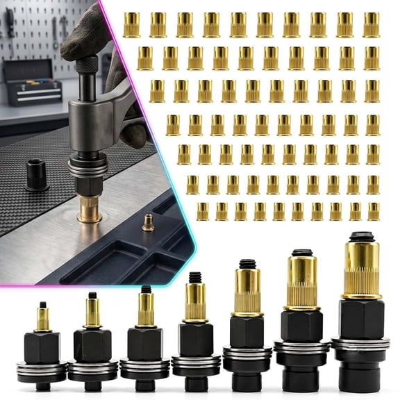 Head Rivet Nut Tool, Rivet Nut Tool, 77Pcs Heavy Duty Carbon Steel Kit with M3-M12 Mandrels, Ideal for Automotive Repair & Metalwork