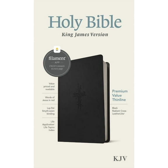 KJV Premium Value Thinline Bible, Filament-Enabled Edition (LeatherLike, Black Radiant Cross, Red Letter) (Hardcover)