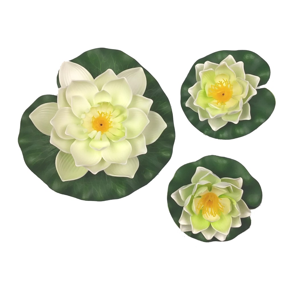 3Piece Decorative Floating Artificial White Lotus Water Lilies